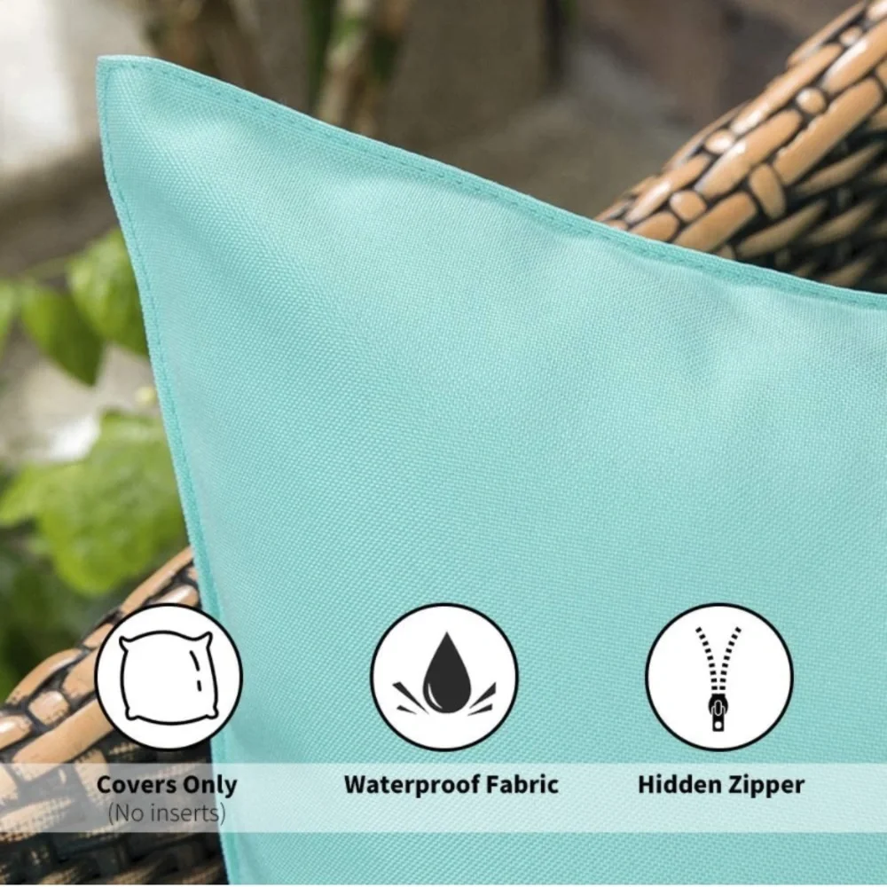 Luxury Home | Set of 2 Turquoise Outdoor Water Resistant Throw Pillow Covers